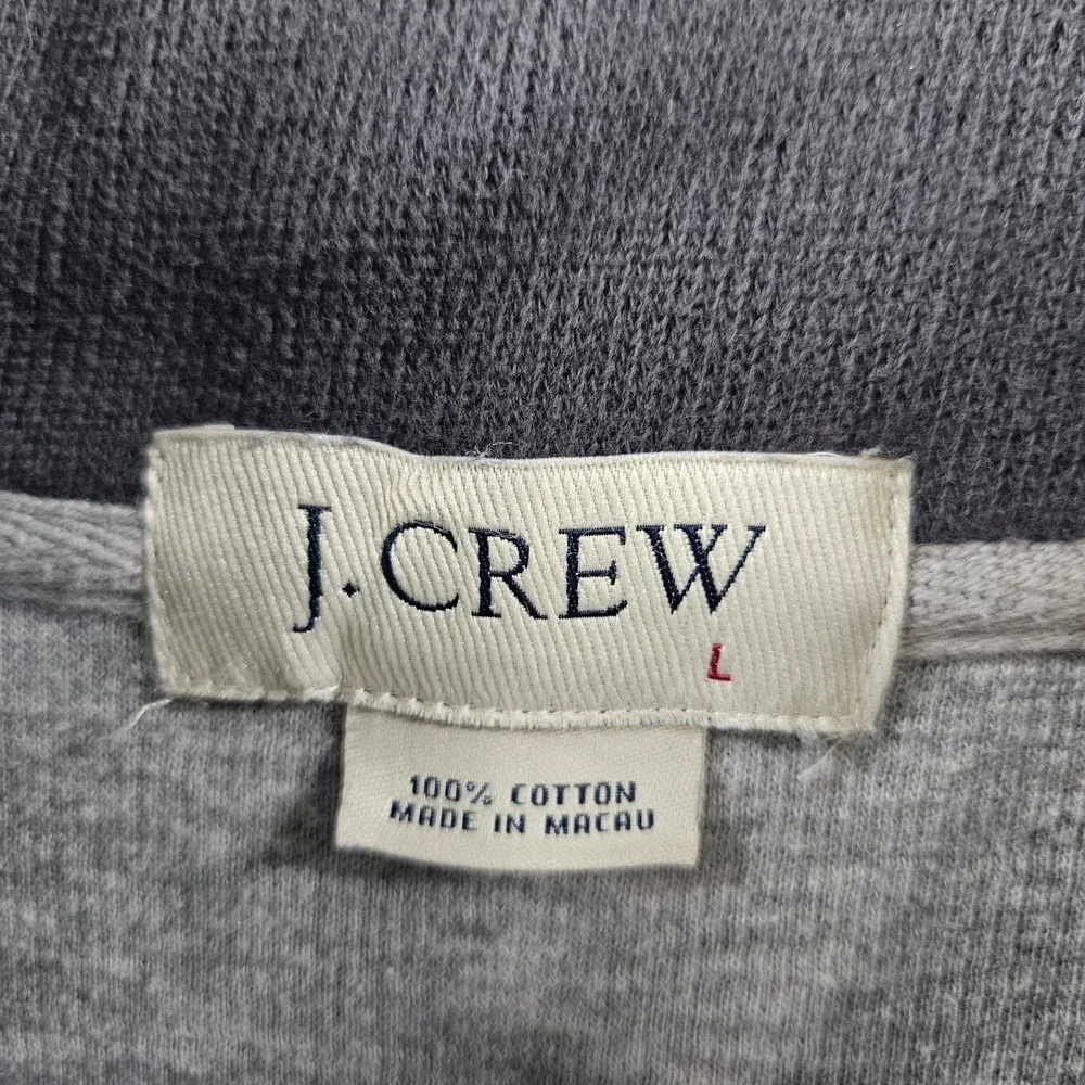 J. Crew Mens Large Gray 100% Cotton Mock Neck Snap Button Pullover Sweater